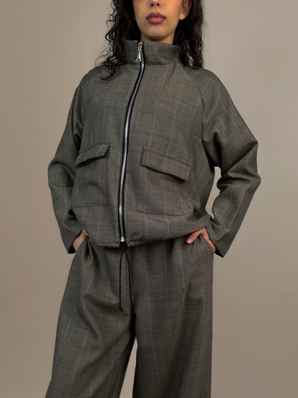 Jacke "Gertrud" Wollseidenmix Glencheck