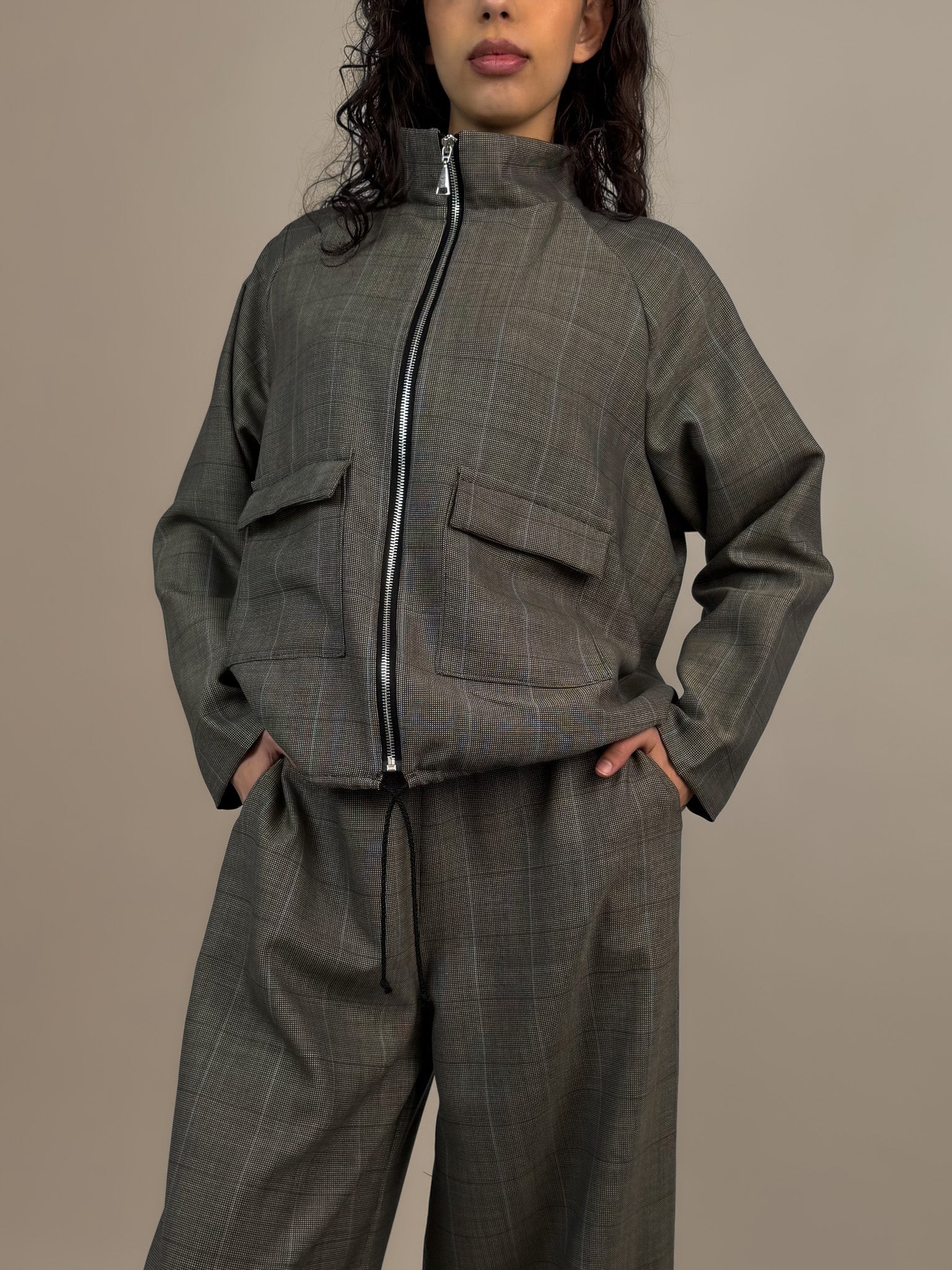 Jacke "Gertrud" Wollseidenmix Glencheck