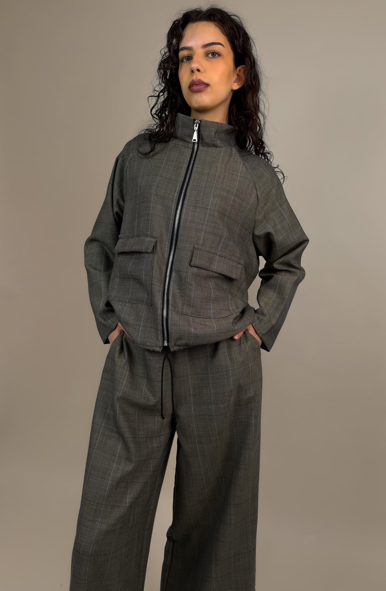 Jacke "Gertrud" Wollseidenmix Glencheck