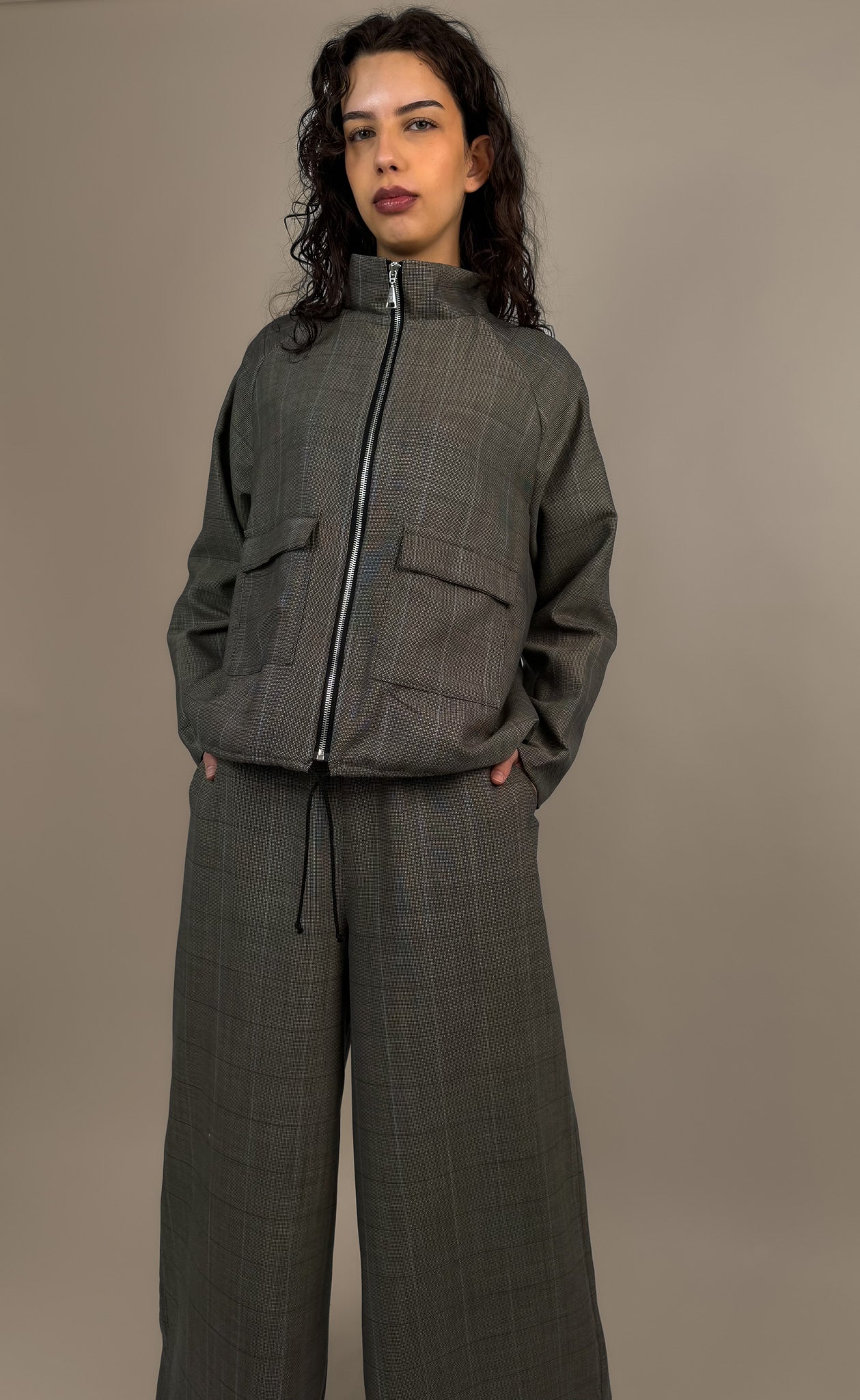 Hose "Marlene" Wollseidenmix Glencheck